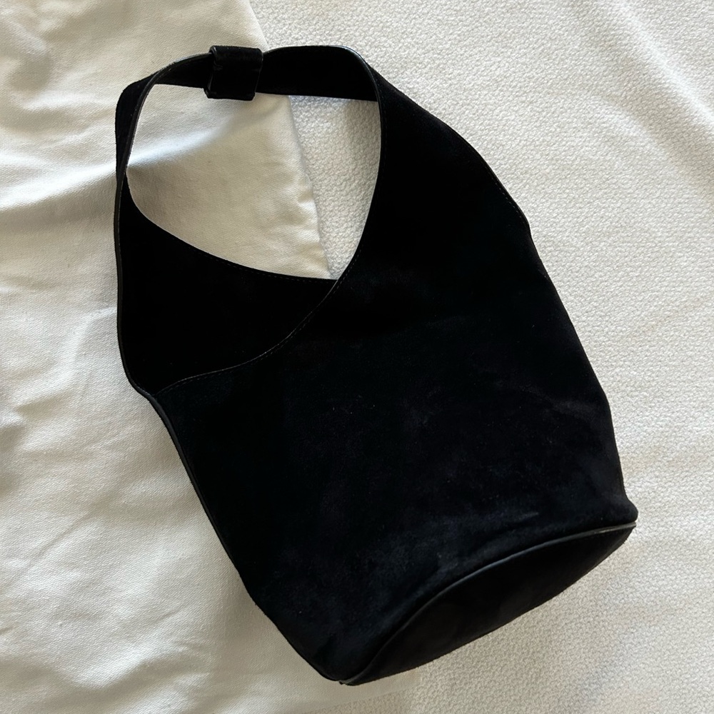 Reformation Small Silvana Bucket Bag, Black Suede - Picture 5 of 10